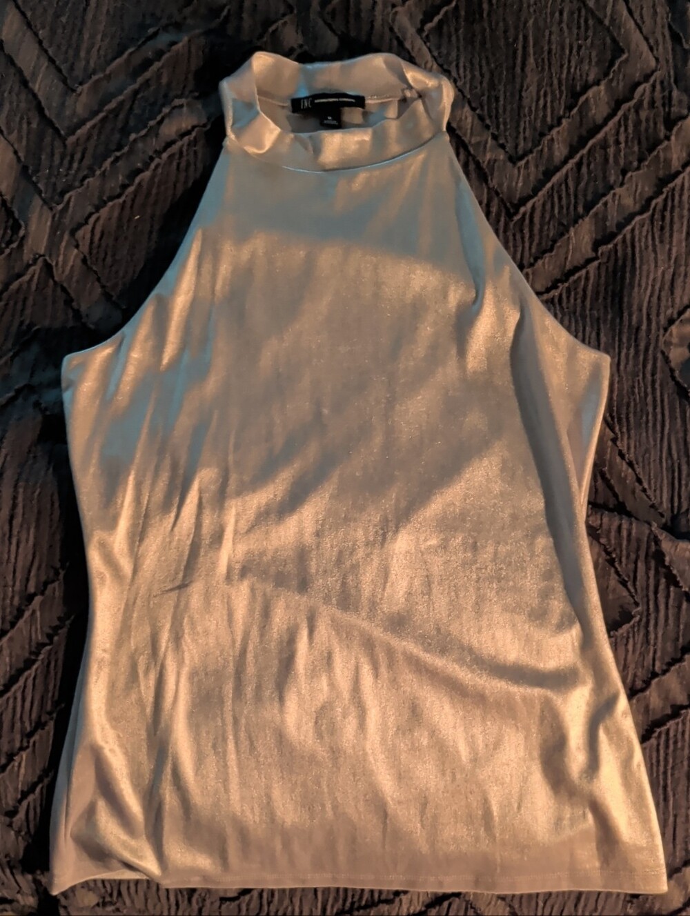 NWOT Express Metallic High Neck Sleeveless Camisole - Silver